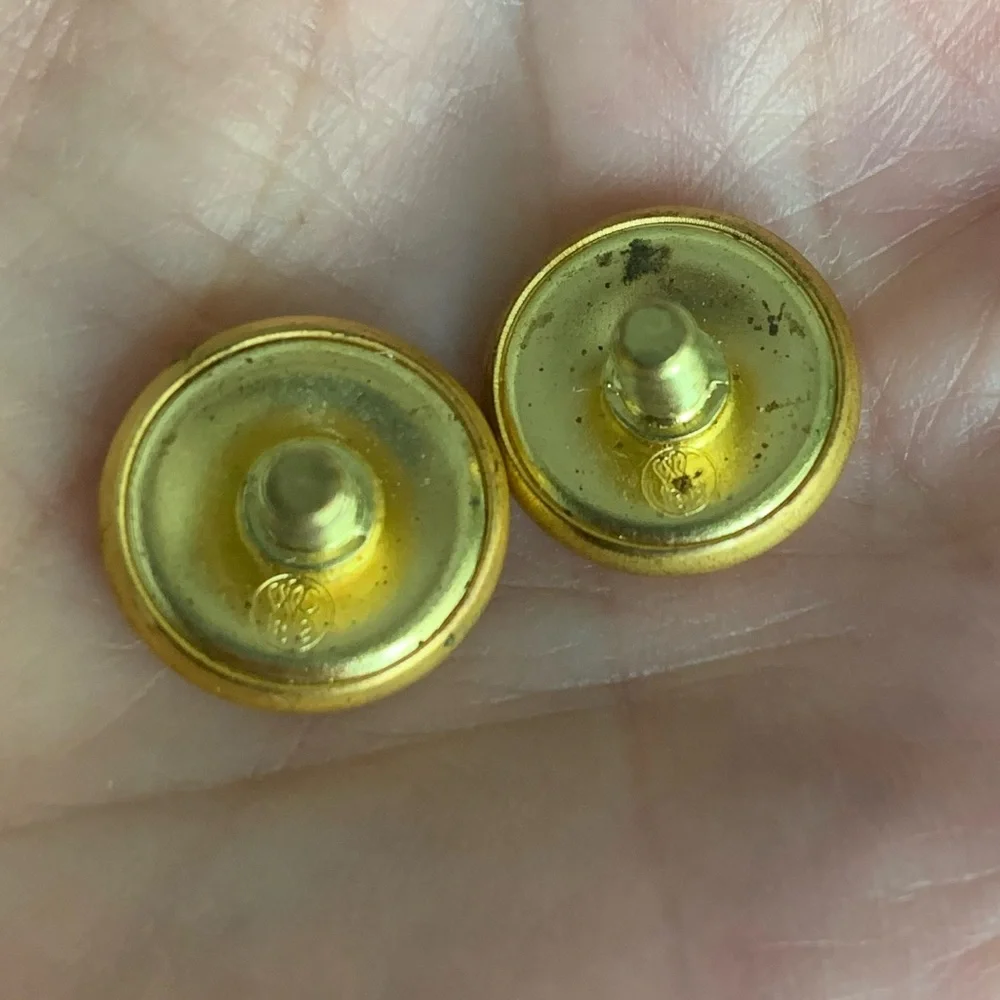 Vintage Cufflinks Signed WC 1812 Military Screw Back Set of 2